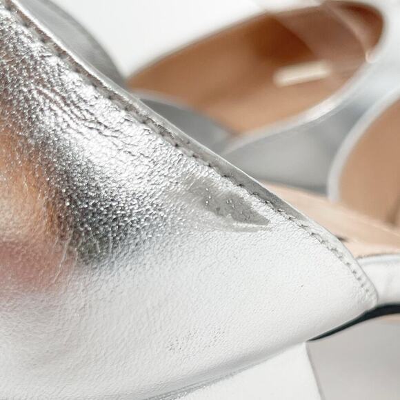 Gucci Silver Metallic Crystal GG Platform Ankle Strap Block Heel Pumps EU 37.5 - Picture 10 of 16